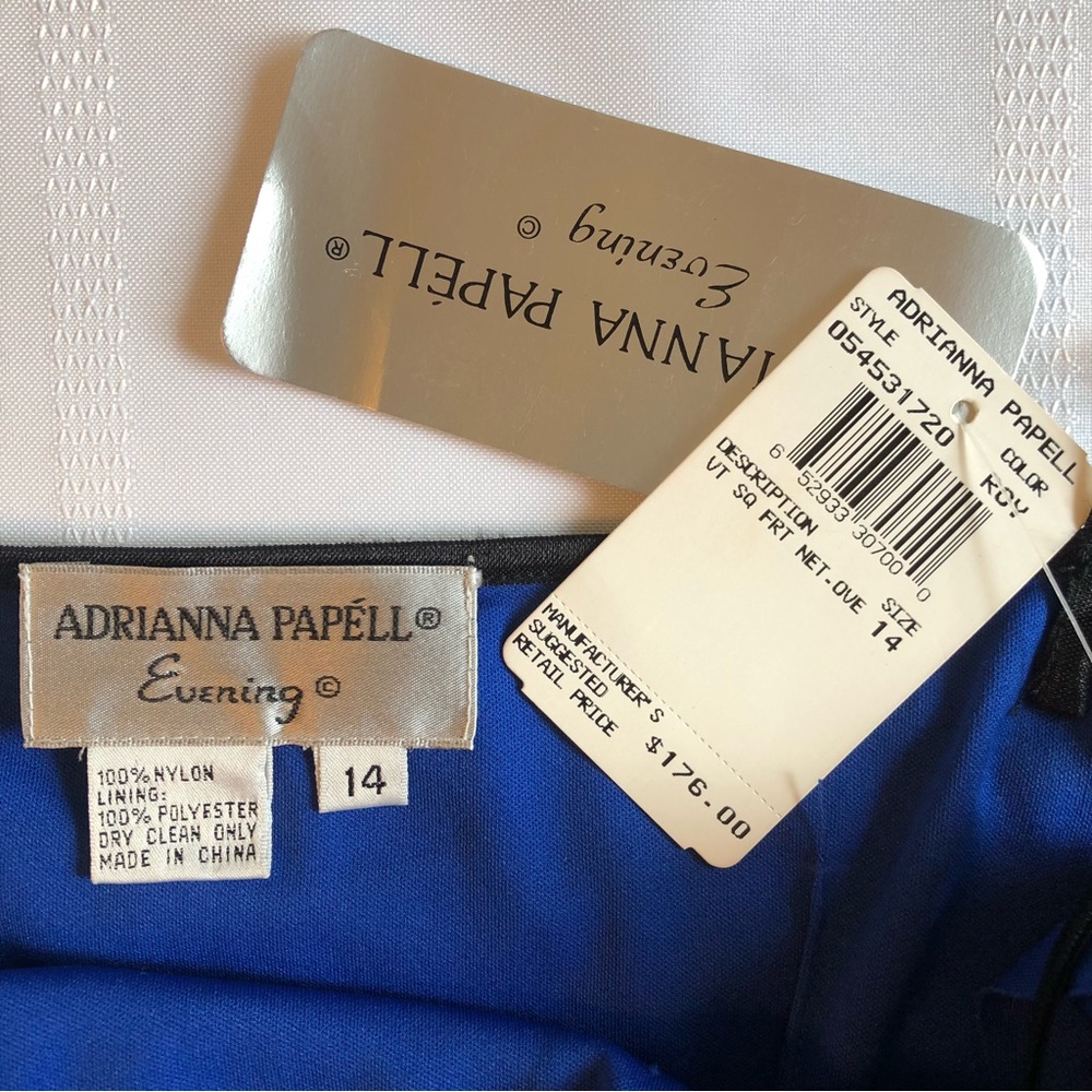 NWT Adrianna Papell Midnight Blue Sequin Evening Sleeveless Midi Dress Size 14 - Picture 8 of 8